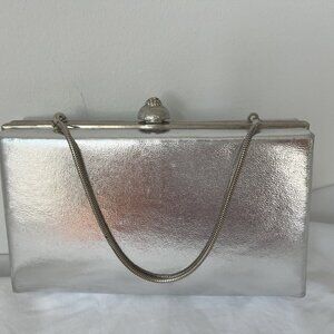 HI made in USA silver leather clutch